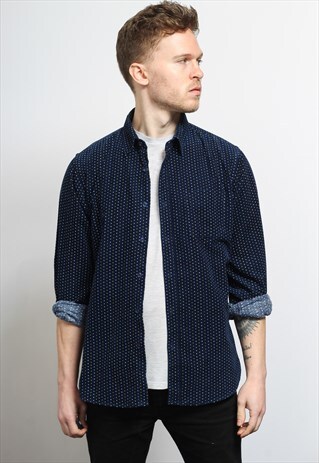 VINTAGE CORDUROY CORD SHIRT BLUE