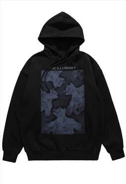Ghost hoodie Gothic pullover raver top grunge jumper black
