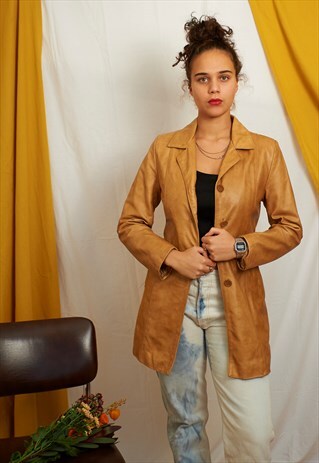 VINTAGE LEATHER COAT JACKET