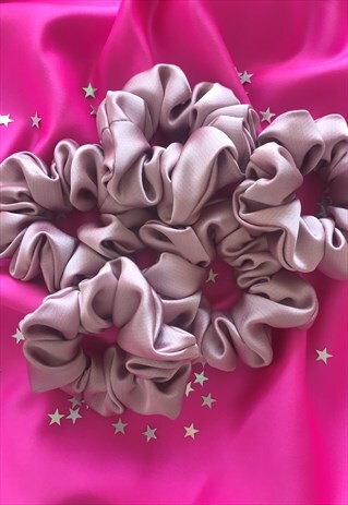 HANDMADE PINK CREPE SATIN HAIR SCRUNCHIE