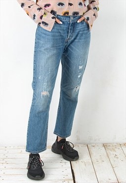 LEVIS W29 L32 Women's 501 CT Jeans Distressed Denim Pants