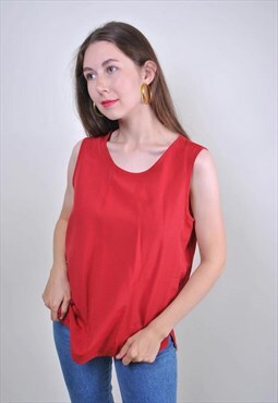 90s vintage red casual halter top, Size M