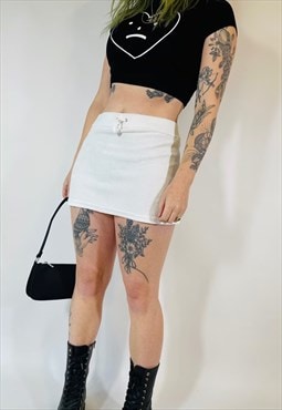 Vintage 00s Y2K White Towelling Mini Skirt