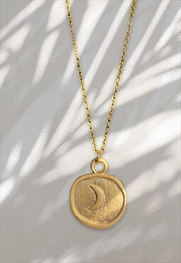 Matte Gold Plated Coin Necklace 