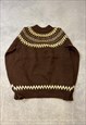 VINTAGE KNITTED JUMPER ABSTRACT PATTERNED CHUNKY SWEATER