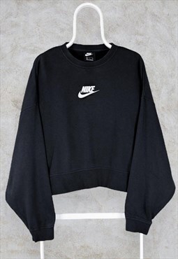 Nike Black Oversized Cropped Sweatshirt 