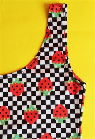PIXEL STRAWB SCOOP LEOTARD
