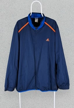 Adidas Blue Track Top Jacket Orange Striped Mens XXL