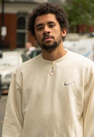 NIKE GRANDAD COLLAR SWEATSHIRT IN BEIGE