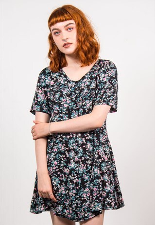 VINTAGE 90'S FLORAL PATTERN HIPPIE DRESS