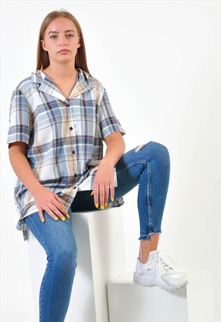 VINTAGE CHECKED BLOUSE