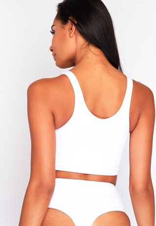 HIGH WAIST WHITE THONG BIKINI BOTTOMS