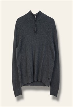 Vintage Calvin Klein Jumper Q zip in Grey M