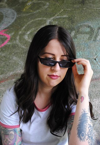 MOONCHILD RETRO SLIM FRAME BLACK SUNGLASSES