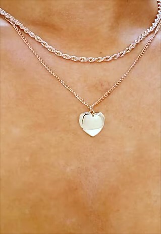 20" LARGE HEART PENDANT NECKLACE CHAIN - GOLD
