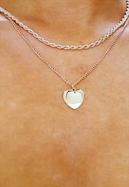  18" Large Heart Pendant Necklace Chain - Gold