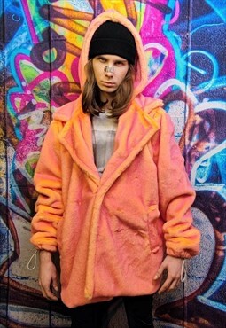 Luminous faux fur coat handmade color changing fleece jacket