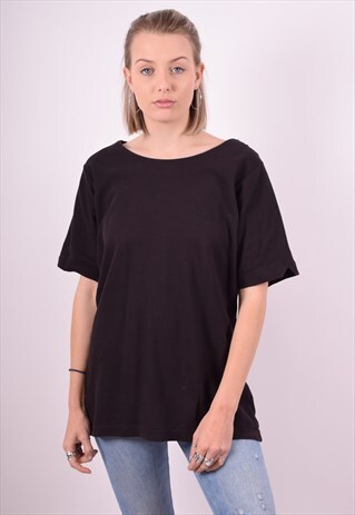 FILA WOMENS VINTAGE T-SHIRT TOP XXL BLACK 90'S