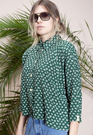 3/4 SLEEVE FLOWERY PRINT CROPPED TOP FROM THE 90S