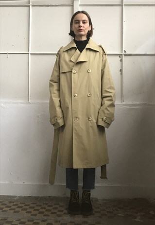 VINTAGE 90' CLASSIC UNISEX CAMEL DOUBLE LINING COAT