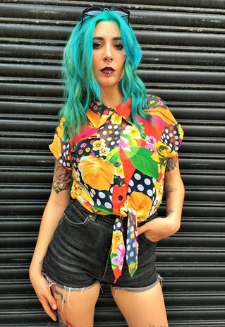 VINTAGE SHEER TIE UP CROP TOP