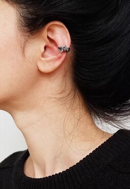 Ginkgo Leaf Ear Cuff Earrings Women Sterling Silver Earrings