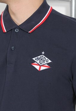 Vintage Umbro Shorts Sleeve Polo Shirt Navy with Logo Large