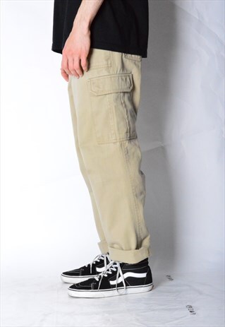 VINTAGE 90S BEIGE CARGO CHINOS PANTS