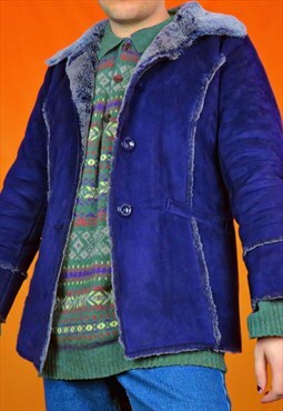 Vintage Faux Suede Sherpa Jacket in Purple