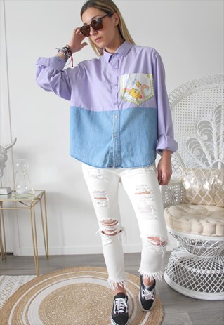 VINTAGE DENIM SHIRT ASSEMBLED WITH ANOTHER SHIRT VINTAGE