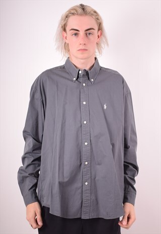 POLO RALPH LAUREN MENS VINTAGE SHIRT XXL GREY 90S