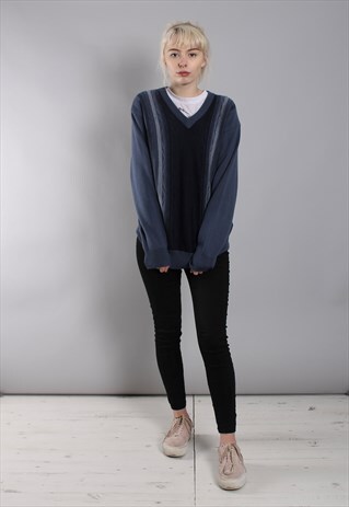 VINTAGE 80S TEXTURED V NECK JUMPER