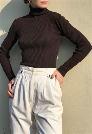 DARK COFFEE TURTLENECK TOP