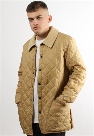 VINTAGE BARBOUR BEIGE QUILTED COLLARED JACKET