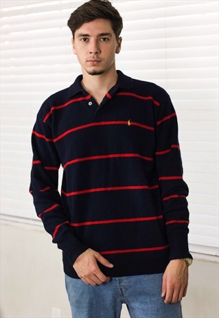 VINTAGE POLO RALPH LAUREN KNIT SHIRT LOGO 90S L 12.1