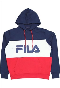 Fila 90's Spellout Pullover Hoodie Large Blue