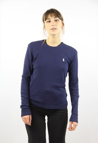 VINTAGE RALPH LAUREN NAVY LONG SLEEVE T-SHIRT
