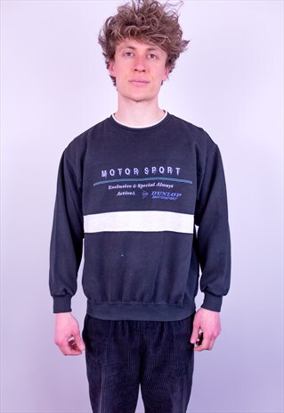 VINTAGE DUNLOP SWEATSHIRT EMBROIDERED SPELL OUT MEDIUM