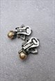 CHRISTIAN DIOR EARRINGS SILVER PEARL VINTAGE CLIP ON 80S