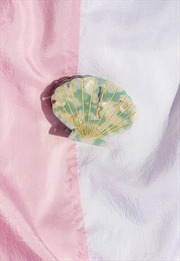 Green Sea Shell Claw Hair Clip