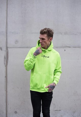 CENTRE LOGO PULLOVER HOODY - NEON ELECTRIC LIME GREEN