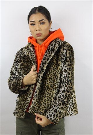 VINTAGE 90'S LEOPARD PRINT FAUX FUR JACKET