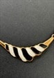 70'S VINTAGE LADIES ENAMEL GOLD BLACK WHITE NECKLACE