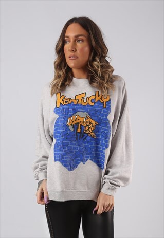 SWEATSHIRT JUMPER OVERSIZED KENTUCKY PRINT UK 14 (HKHM)