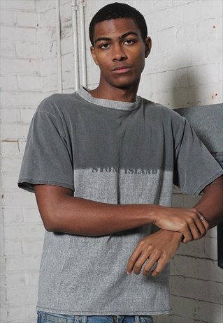 RARE VINTAGE STONE ISLAND LOGO T-SHIRT GREY