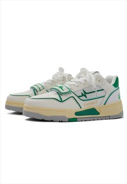 Retro classic sneakers cardiogram trainers in white green