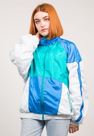 90'S VINTAGE COLOURBLOCK SHELL TRACKSUIT JACKET TOP