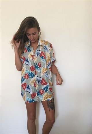 CRAZY PATTERNED VINTAGE RETRO OVERSIZED SHIRT