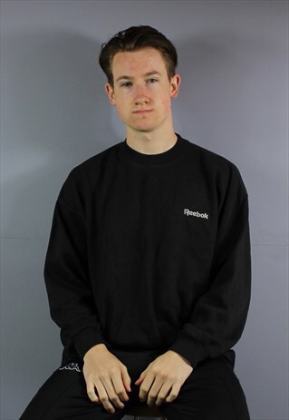 VINTAGE REEBOK SWEATSHIRT IN BLACK WITH EMBROIDERED LOGO. SI