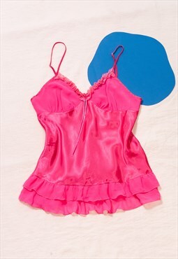 Vintage Slip Top Y2K Frilly Fairy Camisole in Pink